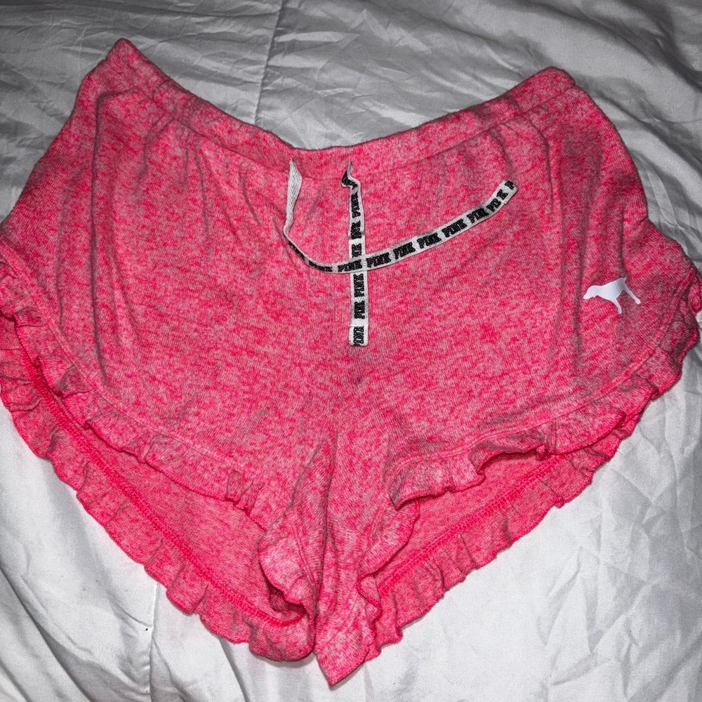 Pink Victoria's Secret hot pink ruffled sleepwear shorts